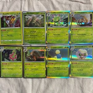 8 Grass Pokemon Cards - All are Rare and Holo/Reverse Holo